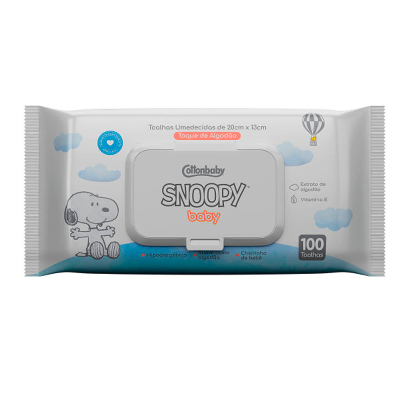 Toalha Umedecida Cottonbaby Snoopy Baby Toque de Algodão 100un