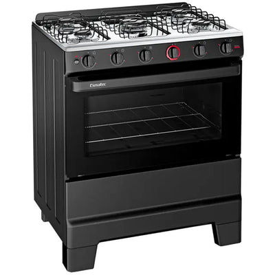 Fogão Esmaltec Ideal Super 5 Bocas Automático com Mesa de Inox - Preto