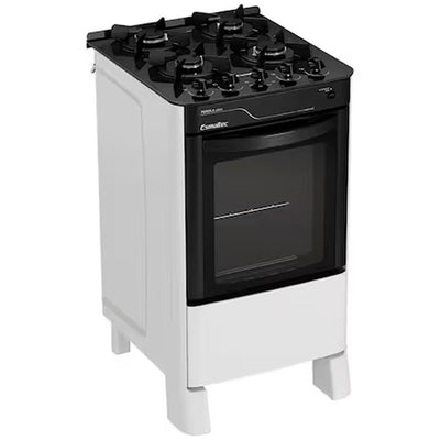 Fogão Esmaltec Pérola Glass 4 Bocas com Mesa de Vidro Temperado e Forno Limpa Fácil - Branco