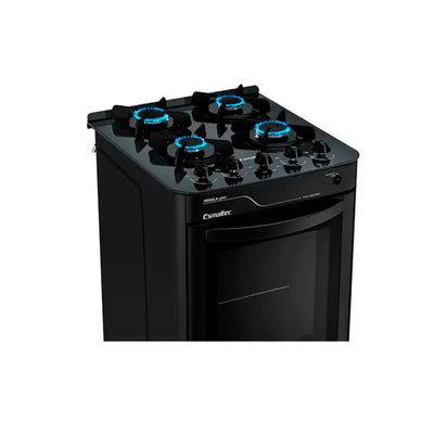Fogão Esmaltec Perola Glass 4115 4 Bocas com Acendimento Automático Preto