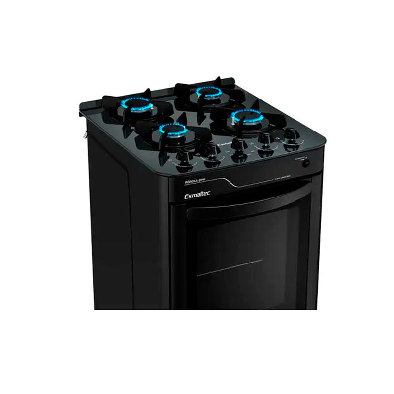 Fogão Esmaltec Perola Glass 4115 4 Bocas com Acendimento Automático Preto