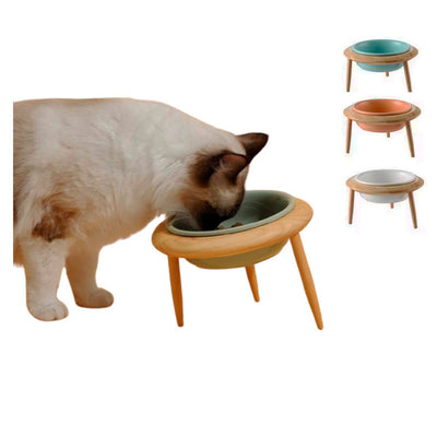Tigela Elevada em Cerâmica Para Gatos - Cores Diversas