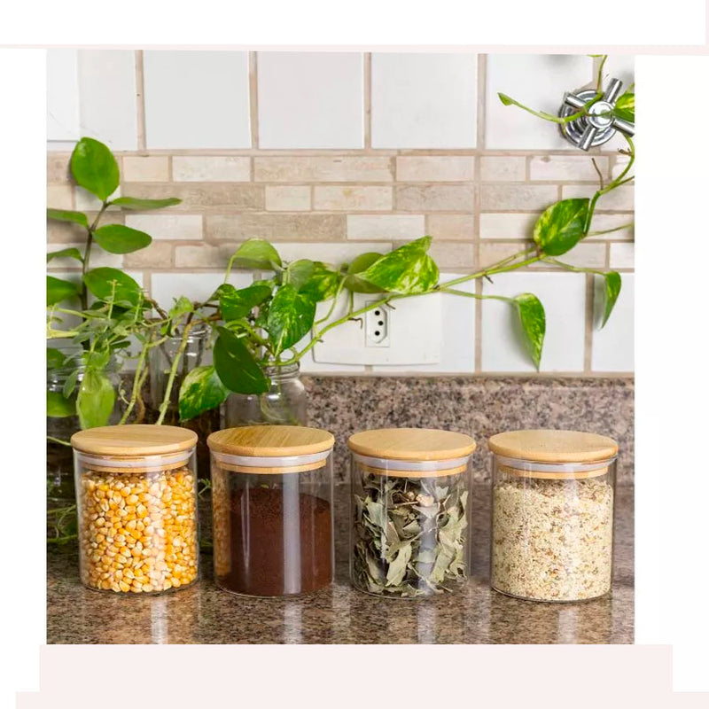 Conjunto 3 Potes Herméticos Com Tampa Bamboo 270 Ml Deli