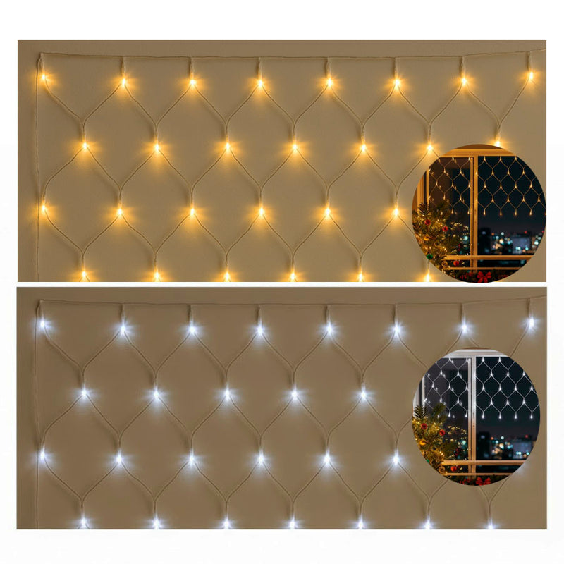 Rede de Luz LED 3x0,6m - Branco Frio ou Amarelo Quente