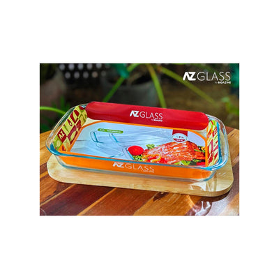 Travessa de Vidro Retangular com Tampa de Bambu 2,2L - AZ Glass
