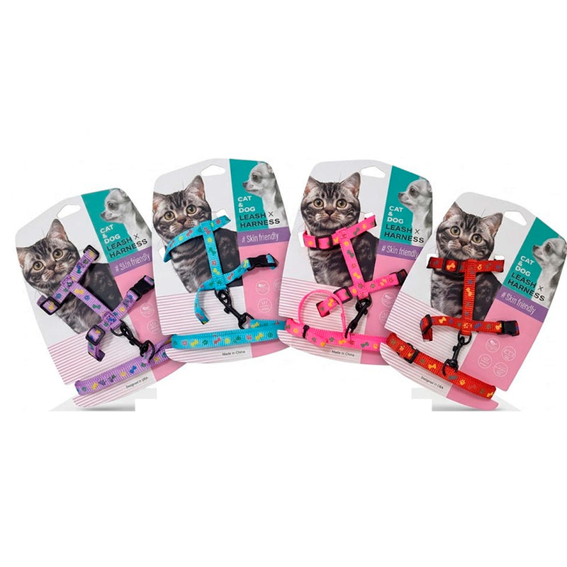 Conjunto Peitoral e Guia para Gatos Ajustável - Estampas Diversas