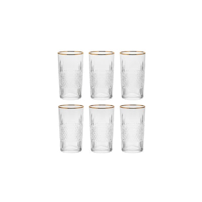 Jogo 6 Copos de Vidro com Borda Dourada 280ml - Delisoga