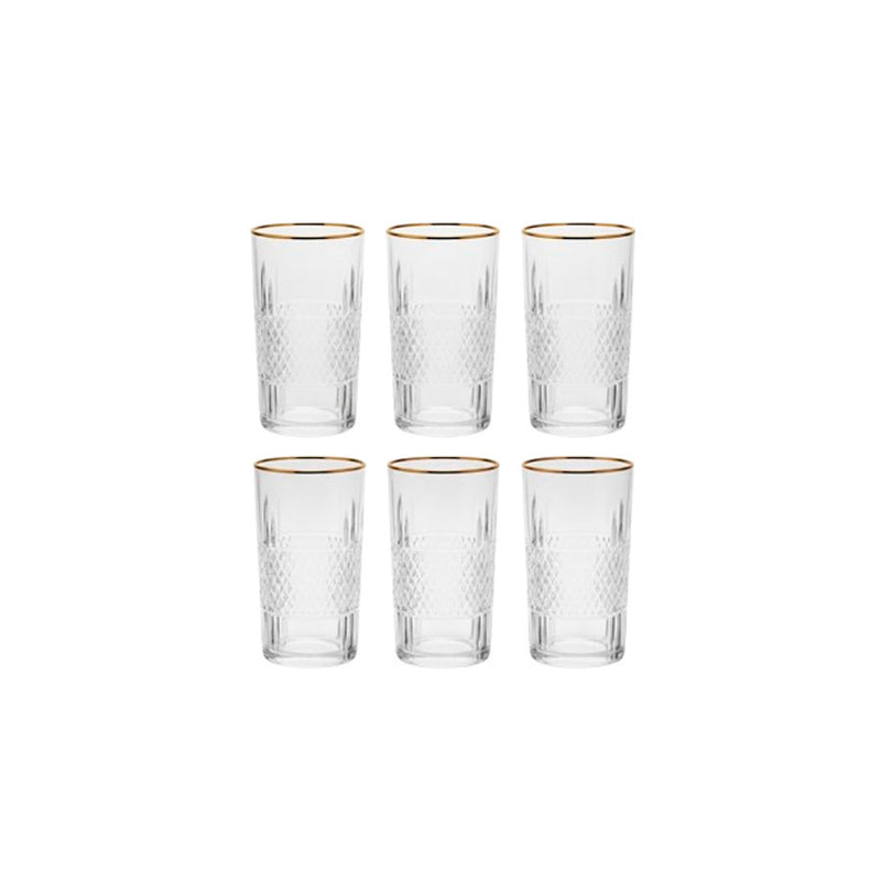 Jogo 6 Copos de Vidro com Borda Dourada 280ml - Delisoga