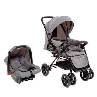 Carrinho Com Bebê Conforto Travel System Choice Cinza Voyage