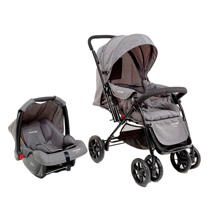 Carrinho Com Bebê Conforto Travel System Choice Cinza Voyage