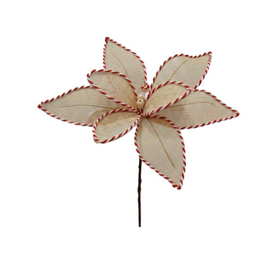 Flor Natalina de Juta com Bordas Vermelha e Branca -30cm