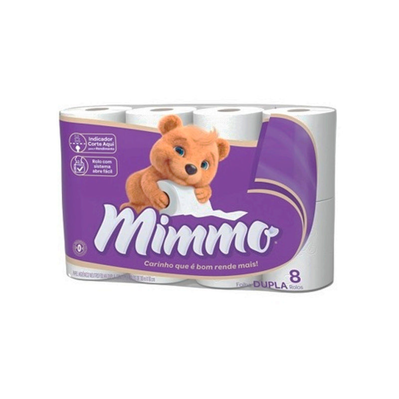 Papel Higiênico Mimmo folha dupla, neutro, 8 unidades