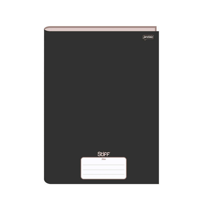 Caderno Brochura Capa Dura Preto Stiff Slim Jandaia - 80 Folhas