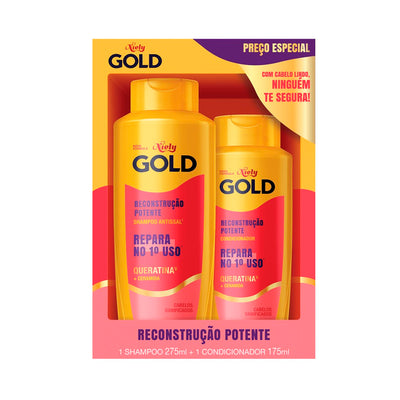Kit Niely Gold Reconstrução Potente Shampoo 275Ml + Condicionador 175Ml