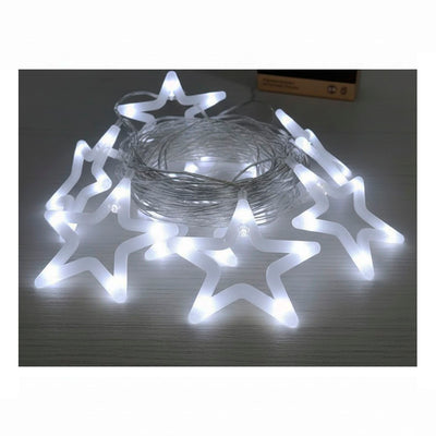 Luminária Decorativa LED Estrela 5m com 10 Estrelas - Luz Contínua Branca