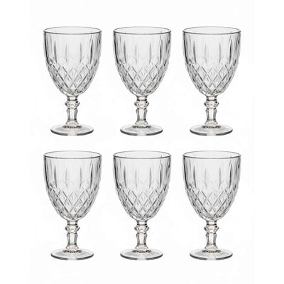 JOGO TAÇA DE VIDRO CRISTAL 6 PEÇAS DELI GLASS - 340 ML