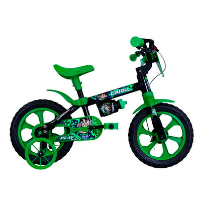 Bicicleta Aro 12 Masculina Play Kids Preto/Verde - Cairu