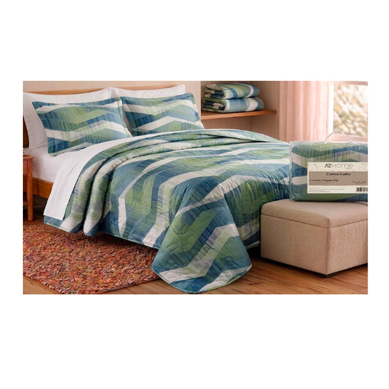 Cobre Leito King 3 Peças Matelassê Ondas - AZ Home