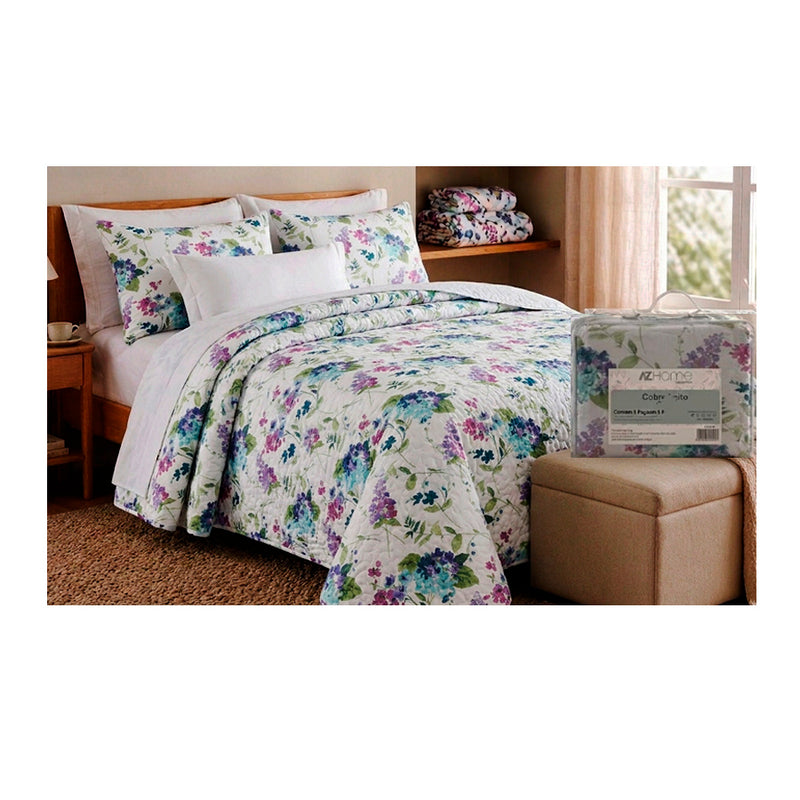 Cobre Leito Queen 3 Peças Matelassê Jardim Lilas - AZ Home