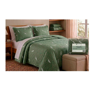 Cobre Leito Queen 3 Peças Matelassê Green Dark - AZ Home