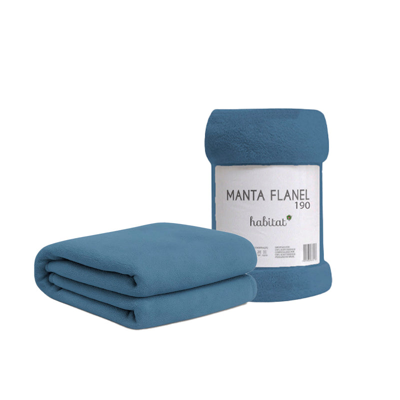 Manta Flanel Habitat Casal - Azul