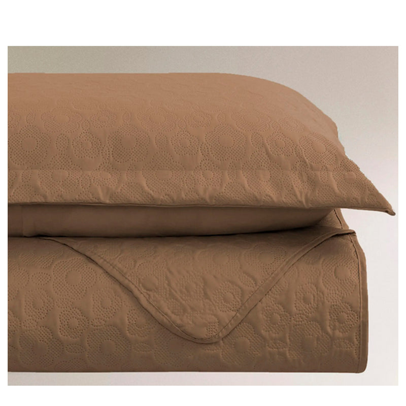 COLCHA HABITAT QUEEN FLORA 7 CARAMELO 3 PEÇAS