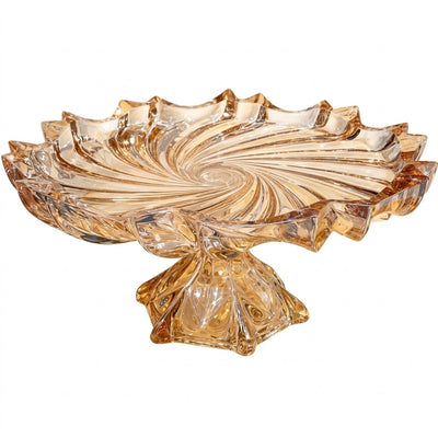 BOLEIRA LUXO ÂMBAR ESPIRAL COM PÉ DIAMOND -15X32 CM