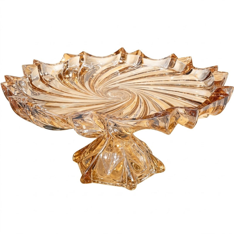 BOLEIRA LUXO ÂMBAR ESPIRAL COM PÉ DIAMOND -15X32 CM