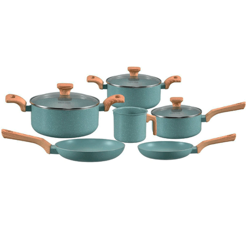 Jogo de Panelas Indução Revestimento Cerâmico Pratic Cook 6 Peças Mimo Green
