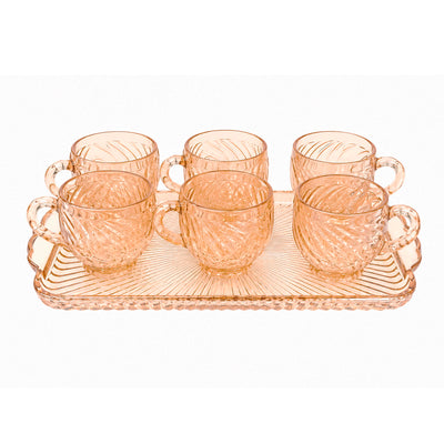 Conjunto de Xícaras com Bandeja 7 Peças Deli - Cores