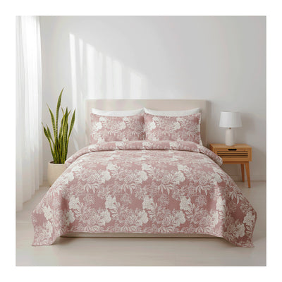 Colcha Cobre Leito Queen Flora Uva - 3 Peças