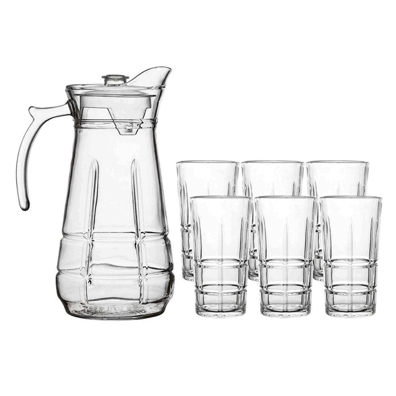 Jogo Jarra de Vidro Lírios 1,7L com 6 Copos 278ml