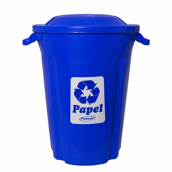 Lixeira Plasvale Azul para Coleta Seletiva de Papel - 97 Litros