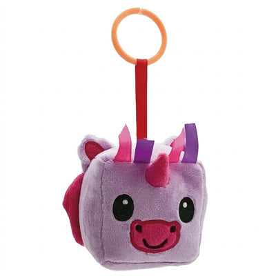 Chocalho de Pelúcia Unicórnio Cubo com Argola - Pais e Filhos