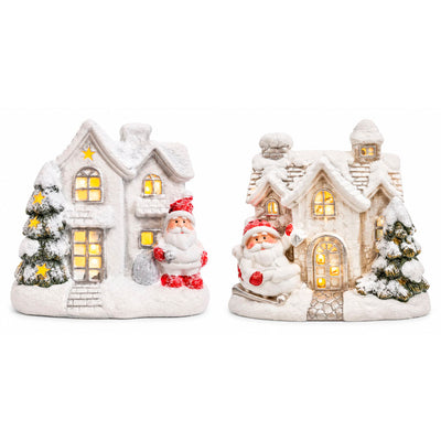 Mini Casa Decorativa Natalina com Luzes LED Modelos Sortidos - 1 Unidade