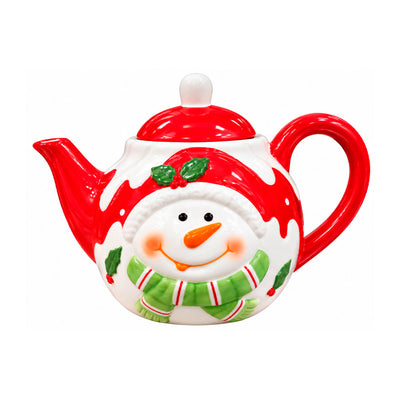 Bule de Cerâmica com Tema Natalino Papai Noel ou Boneco de Neve Modelos Sortidos - 1 Unidade