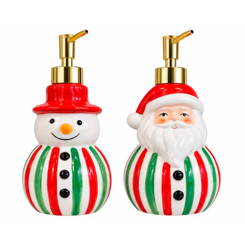 Porta-Sabonete Líquido de Cerâmica Boneco de Neve ou Papai Noel Modelos Sortidos 1 Unidade - 400 ml