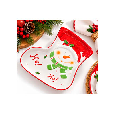 Prato Travessa de Cerâmica Bota de Natal Modelos Sortidos 1 Unidade - 25x20cm