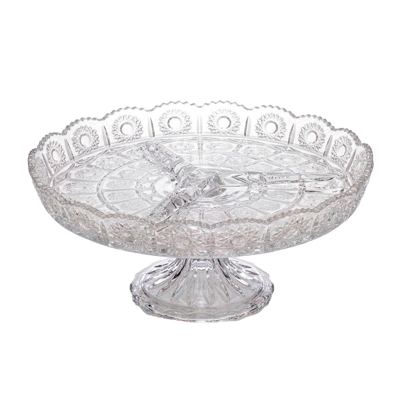 Petisqueira de Vidro com Pé Flor Lapidado - 19,5 cm