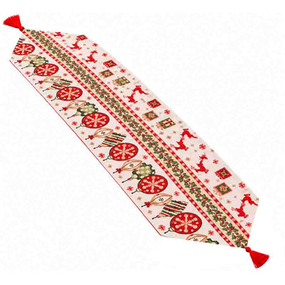 Caminho de Mesa Jacquard Natalino Bolas - 33x178 cm