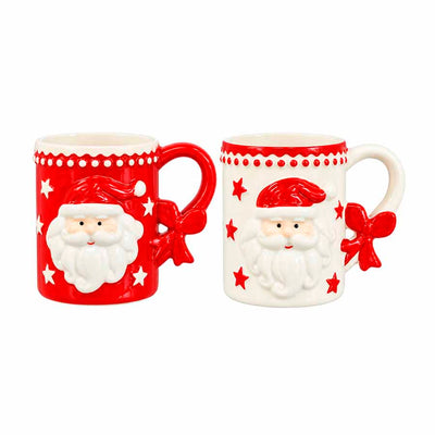 CANECA DE CERÂMICA NATALINA PAPAI NOEL COM ALÇA DE LAÇO 300 ML - CORES SORTIDAS