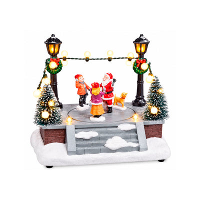Vila Natalina Giratória Decorativa Musical com Luz LED Modelos Sortidos - 14x12cm