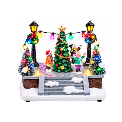 Vila Natalina Giratória Decorativa Musical com Luz LED Modelos Sortidos - 14x12cm