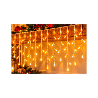 Cascata Decorativa LED Amarela 140 LEDs Fio Transparente - 5m
