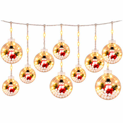 Cascata de Luz LED Natalina com 10 Bolas Decoradas Personagem Sortido - LED Amarela (3m x 60cm)