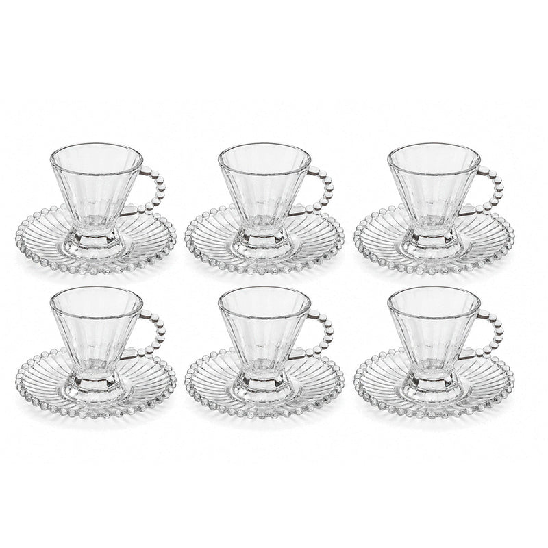 Conjunto de Xícaras e Pires Tulipa 12 Peças - 135ml