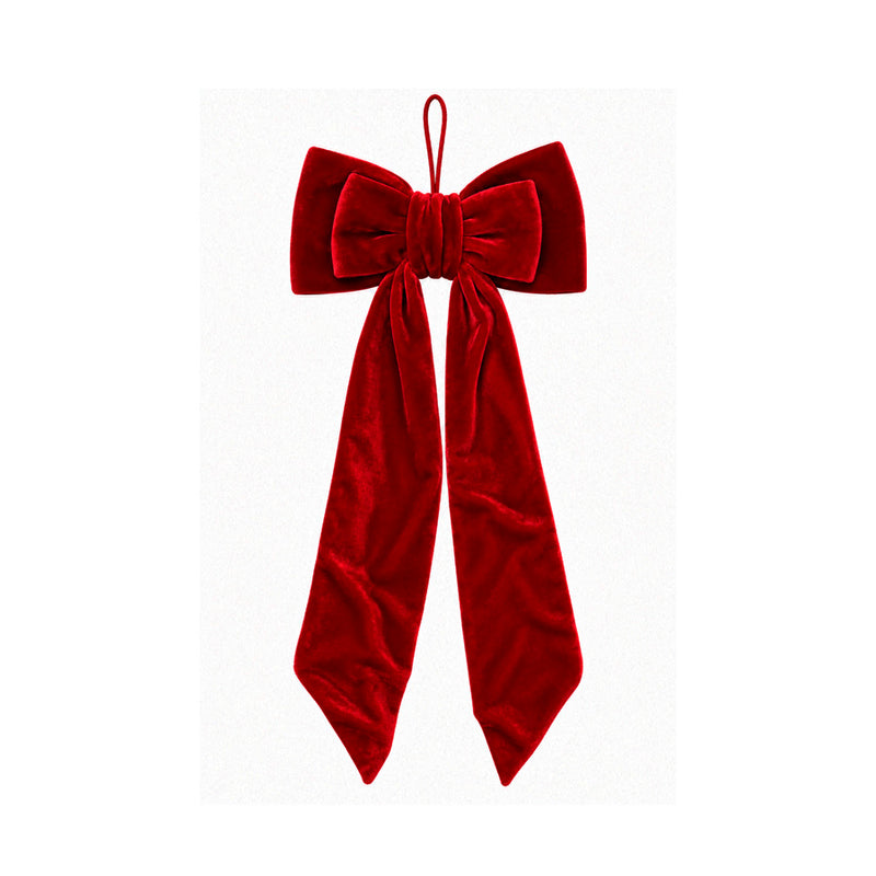 Laço Natalino Duplo de Veludo Vermelho Longo - 12cm