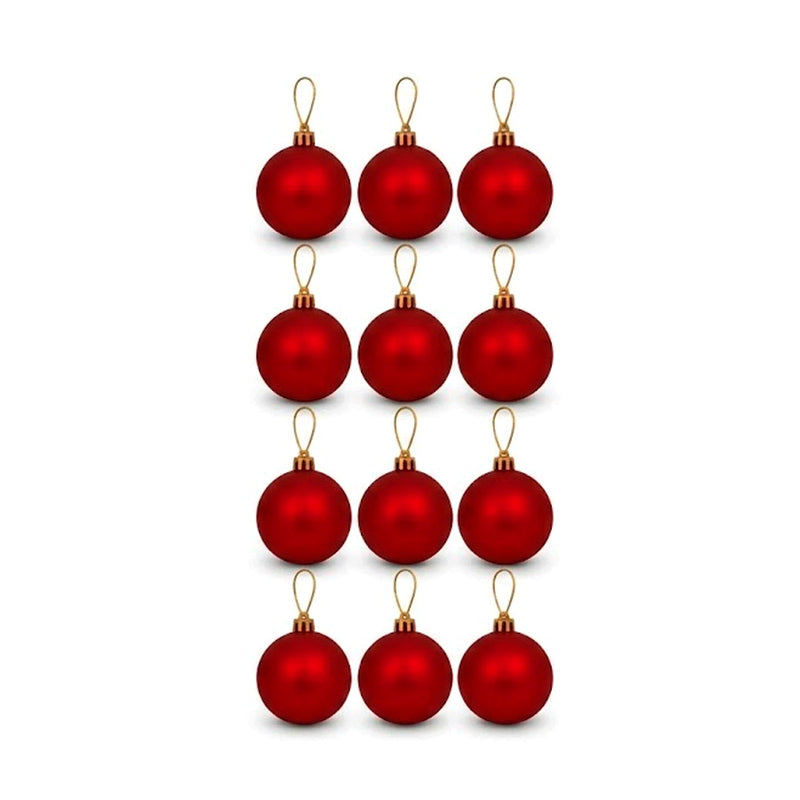 Conjunto de Bolas de Natal Vermelha Fosca 6cm - 12 Unidades