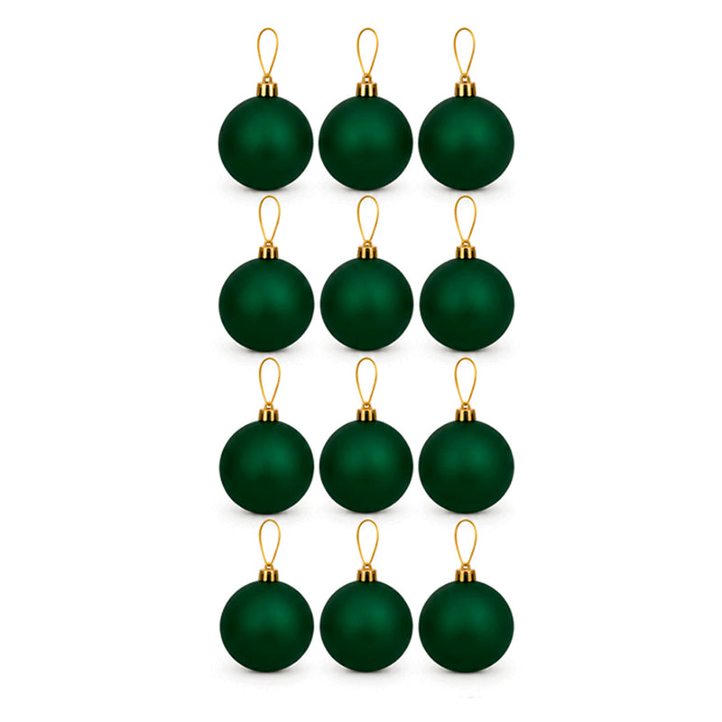 Conjunto de Bolas de Natal Verde Fosca 6cm - 12 Unidades