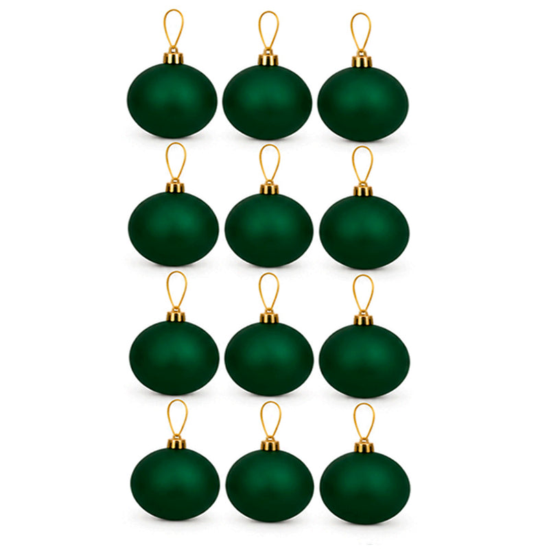 Conjunto de Bolas de Natal Verdes Foscas 8cm - 12 Unidades